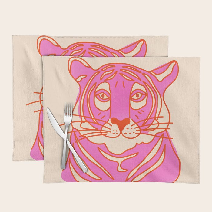 Hot Pink Tiger Portrait Placemat Gallery Image 1