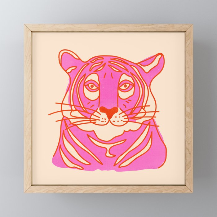 Hot Pink Tiger Portrait Mini Art Print Gallery Image 1