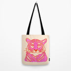 Hot Pink Tiger Portrait Tote Bag Gallery Image 2