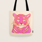 Hot Pink Tiger Portrait Tote Bag Gallery Image 1