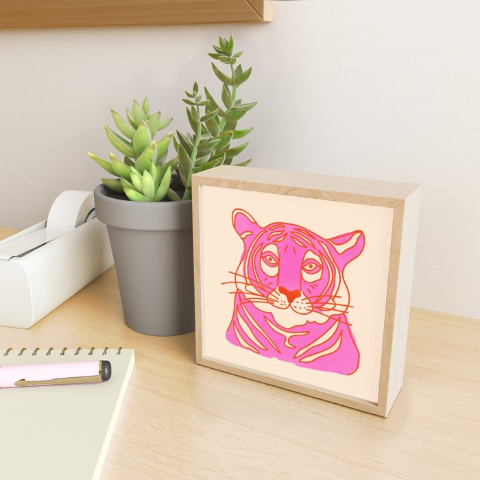 Hot Pink Tiger Portrait Mini Art Print Gallery Image 2