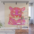Hot Pink Tiger Portrait Wall Mural Gallery Image 1