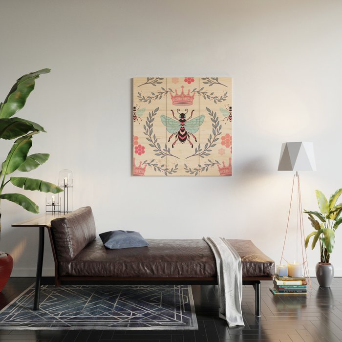 Queen Bee - Coral Pink Wood Wall Art Gallery Image 2