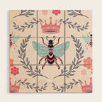Queen Bee - Coral Pink Wood Wall Art Gallery Image 1