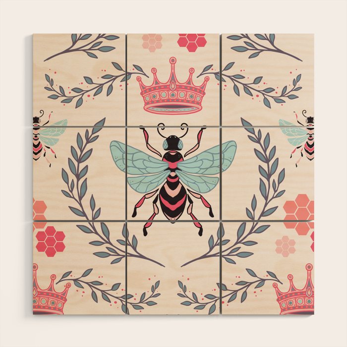Queen Bee - Coral Pink Wood Wall Art Gallery Image 1
