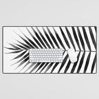 Palm Leaf Watercolor | Black and White Desk Mat Gallery Image 1