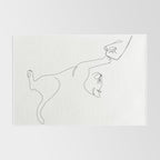 Cat and Owner Fist Bump Line Drawing Rug Gallery Image 2
