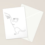 Cat and Owner Fist Bump Line Drawing Stationery Card Gallery Image 2