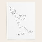 Cat and Owner Fist Bump Line Drawing Poster Gallery Image 4