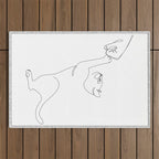Cat and Owner Fist Bump Line Drawing Outdoor Rug Gallery Image 1