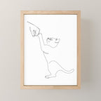 Cat and Owner Fist Bump Line Drawing Mini Art Print Gallery Image 1