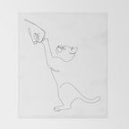 Cat and Owner Fist Bump Line Drawing Throw Blanket Gallery Image 2