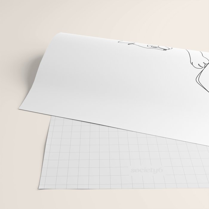 Cat and Owner Fist Bump Line Drawing Wrapping Paper Gallery Image 2