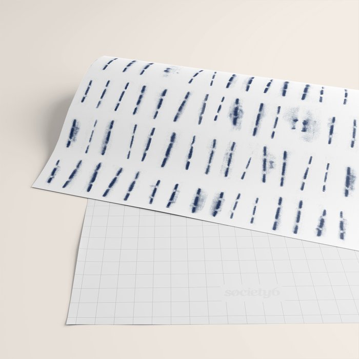 Blue indigo stripes over white shibori tie dye pattern Wrapping Paper Gallery Image 2