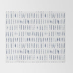 Blue indigo stripes over white shibori tie dye pattern Throw Blanket Gallery Image 2