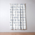 Blue indigo stripes over white shibori tie dye pattern Window Curtain Gallery Image 3