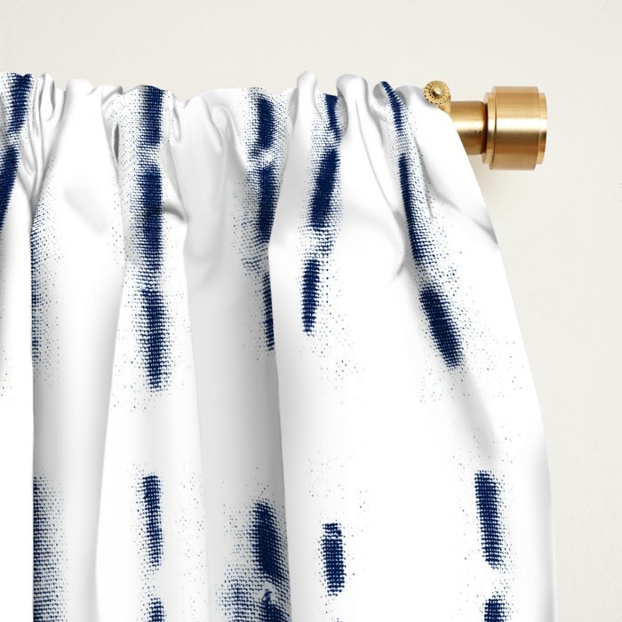 Blue indigo stripes over white shibori tie dye pattern Window Curtain Gallery Image 2