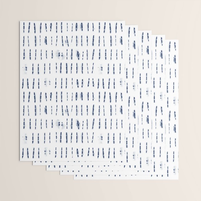 Blue indigo stripes over white shibori tie dye pattern Wrapping Paper Gallery Image 3
