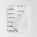 Blue indigo stripes over white shibori tie dye pattern Throw Blanket Gallery Image 3