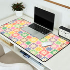 Colorful Flower Checkered Pattern Desk Mat Gallery Image 2