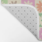 Colorful Flower Checkered Pattern Bath Mat Gallery Image 2