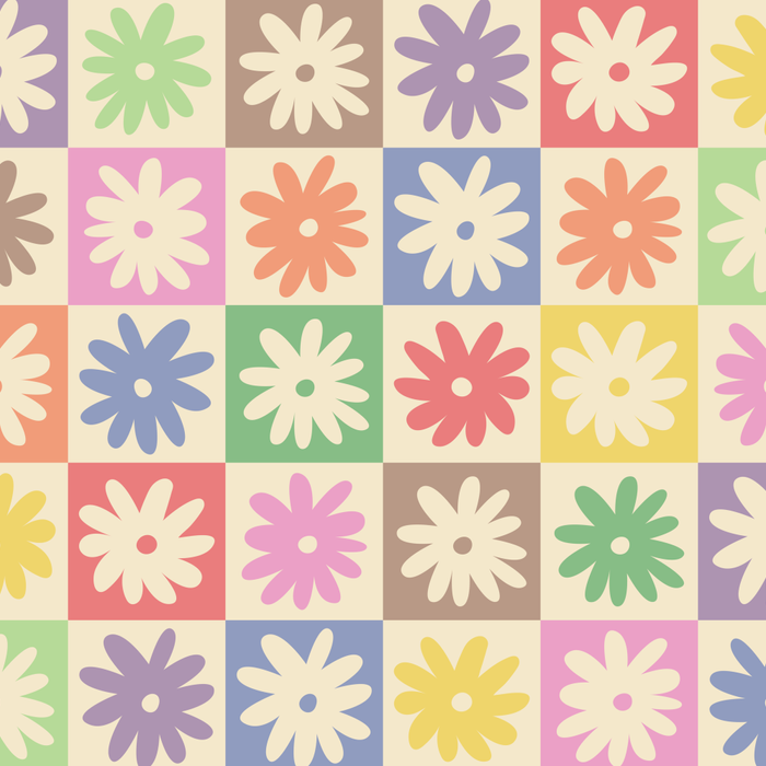 Colorful Flower Checkered Pattern Coffee Mug Gallery Image 2