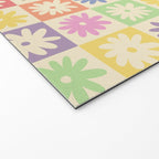 Colorful Flower Checkered Pattern Welcome Mat Gallery Image 2