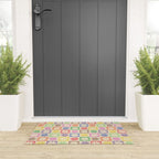 Colorful Flower Checkered Pattern Welcome Mat Gallery Image 3