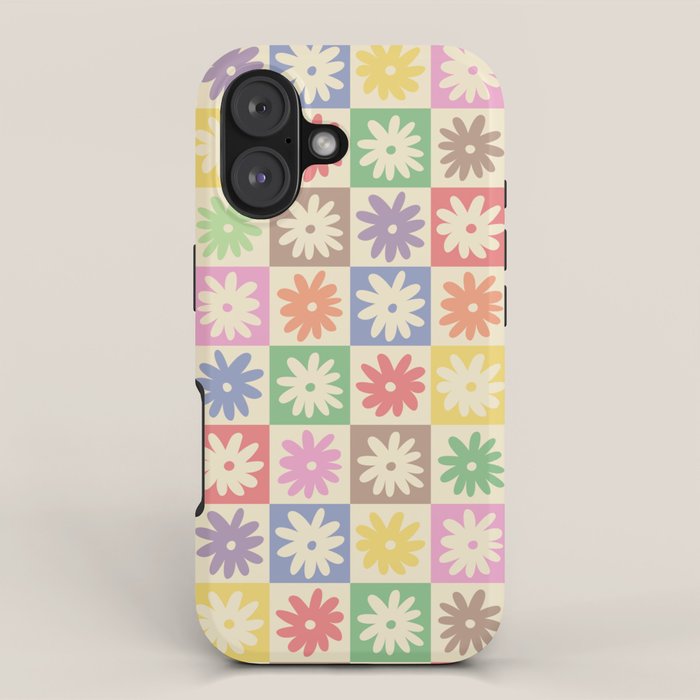 Colorful Flower Checkered Pattern iPhone Case Gallery Image 1