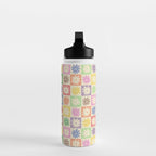 Colorful Flower Checkered Pattern Water Bottle Gallery Image 3