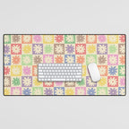 Colorful Flower Checkered Pattern Desk Mat Gallery Image 1