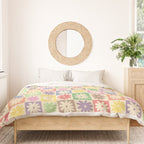 Colorful Flower Checkered Pattern Duvet Cover Gallery Image 3
