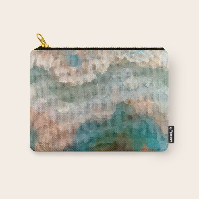 Turquoise Copper Agate Low Poly Geometric Triangles Carry All Pouch Gallery Image 1