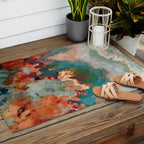 Turquoise Copper Agate Low Poly Geometric Triangles Outdoor Rug Gallery Image 2