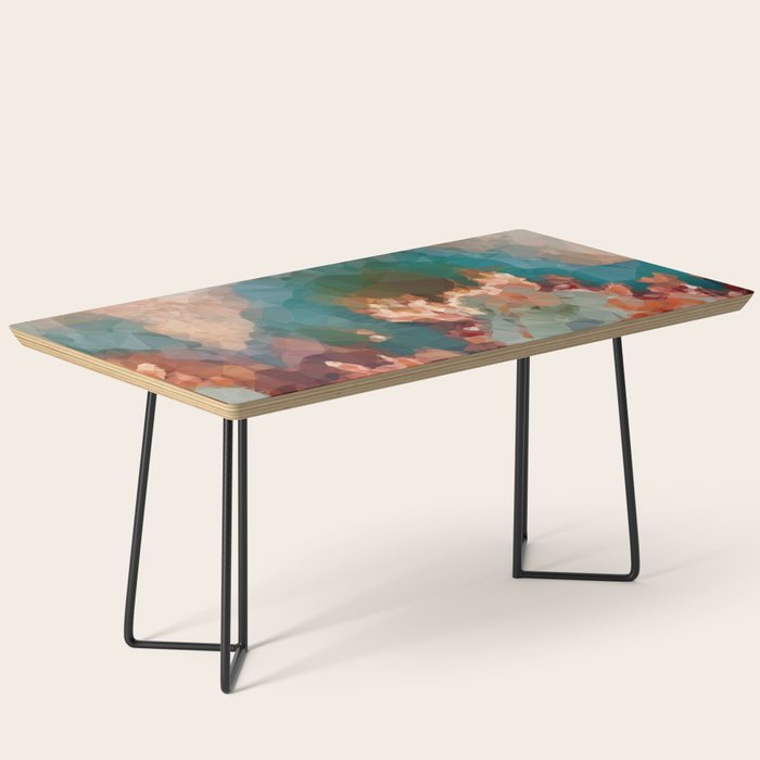 Turquoise Copper Agate Low Poly Geometric Triangles Coffee Table Gallery Image 1