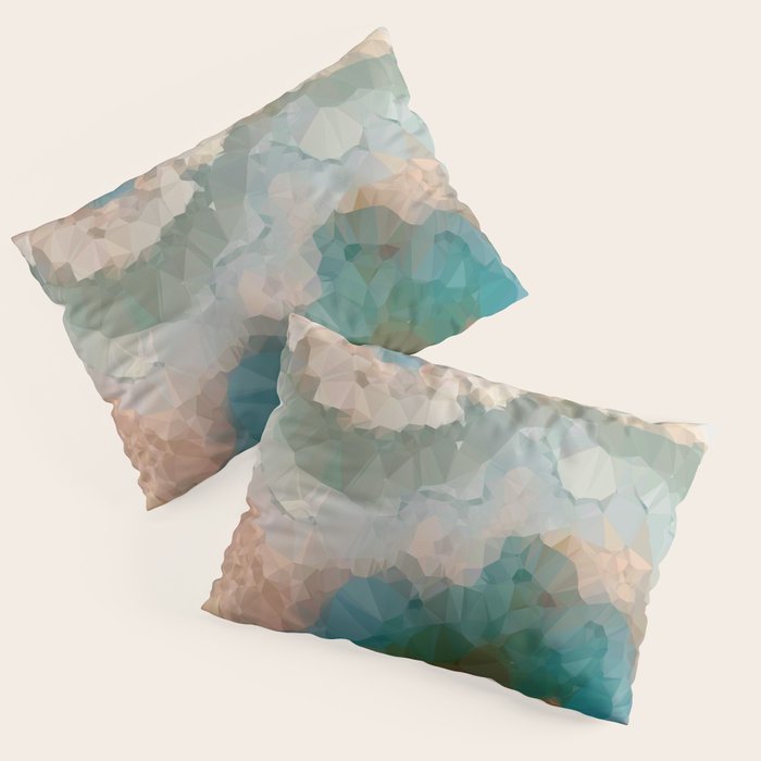 Turquoise Copper Agate Low Poly Geometric Triangles Pillow Sham Gallery Image 3