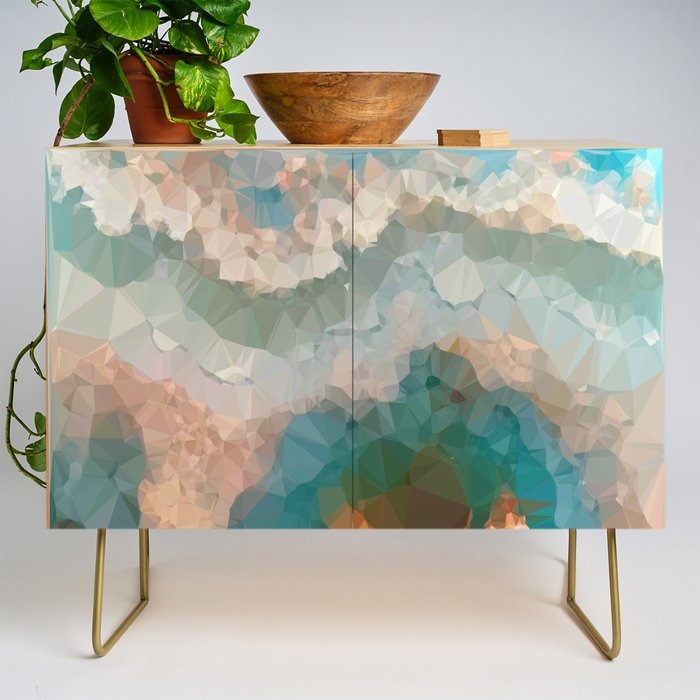 Turquoise Copper Agate Low Poly Geometric Triangles Credenza Gallery Image 1