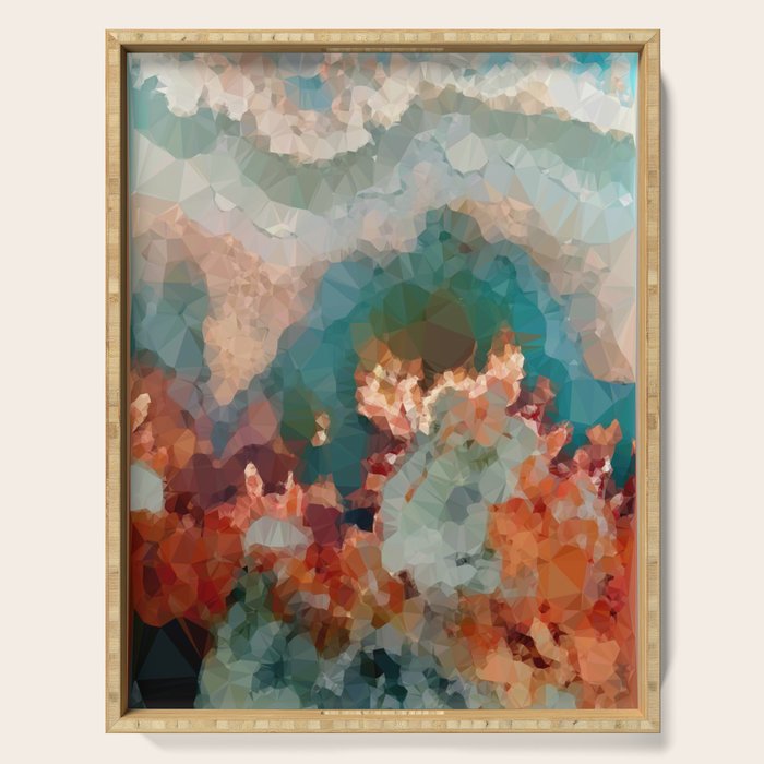 Turquoise Copper Agate Low Poly Geometric Triangles Serving Tray Gallery Image 1