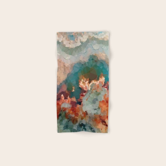 Turquoise Copper Agate Low Poly Geometric Triangles Bath Towel Gallery Image 1