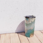 Turquoise Copper Agate Low Poly Geometric Triangles Travel Mug Gallery Image 4