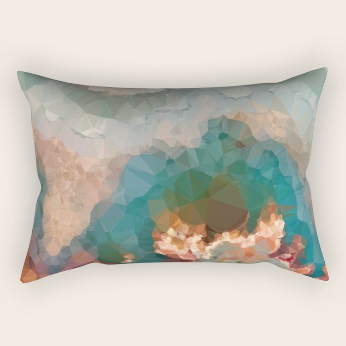 Turquoise Copper Agate Low Poly Geometric Triangles Rectangular Pillow Gallery Image 2