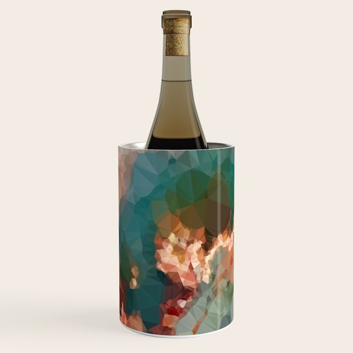 Turquoise Copper Agate Low Poly Geometric Triangles Wine Chiller Gallery Image 1