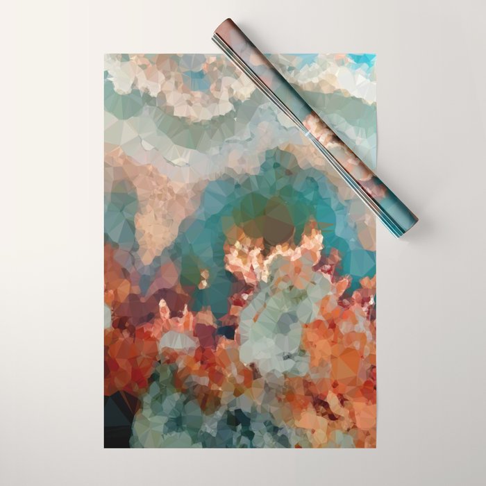 Turquoise Copper Agate Low Poly Geometric Triangles Wrapping Paper Gallery Image 1