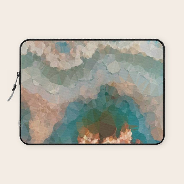 Turquoise Copper Agate Low Poly Geometric Triangles Laptop Sleeve Gallery Image 1