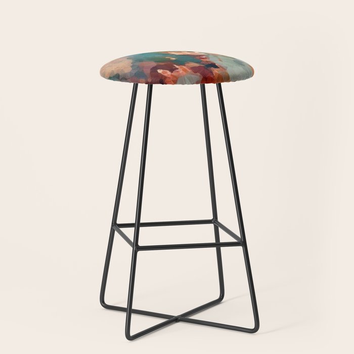 Turquoise Copper Agate Low Poly Geometric Triangles Stool Gallery Image 1