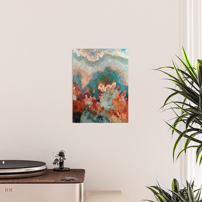 Turquoise Copper Agate Low Poly Geometric Triangles Poster Gallery Image 2