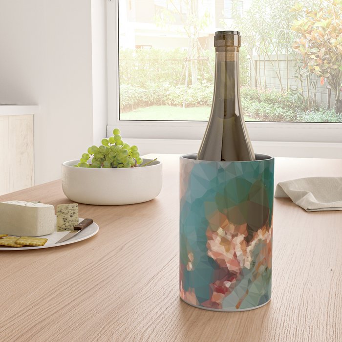 Turquoise Copper Agate Low Poly Geometric Triangles Wine Chiller Gallery Image 4