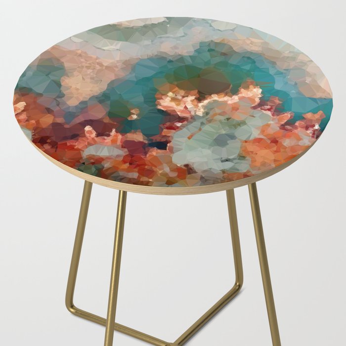 Turquoise Copper Agate Low Poly Geometric Triangles Side Table Gallery Image 2