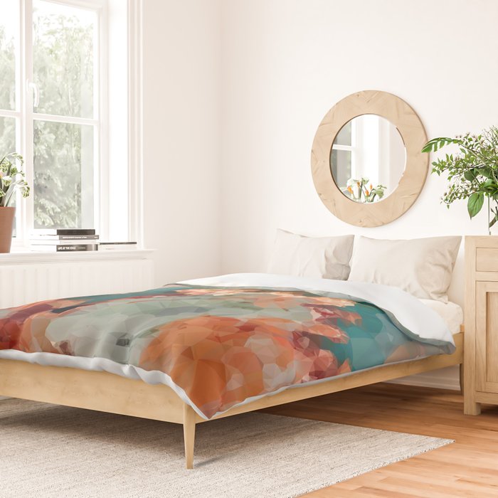 Turquoise Copper Agate Low Poly Geometric Triangles Duvet Cover Gallery Image 2