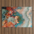 Turquoise Copper Agate Low Poly Geometric Triangles Outdoor Rug Gallery Image 1